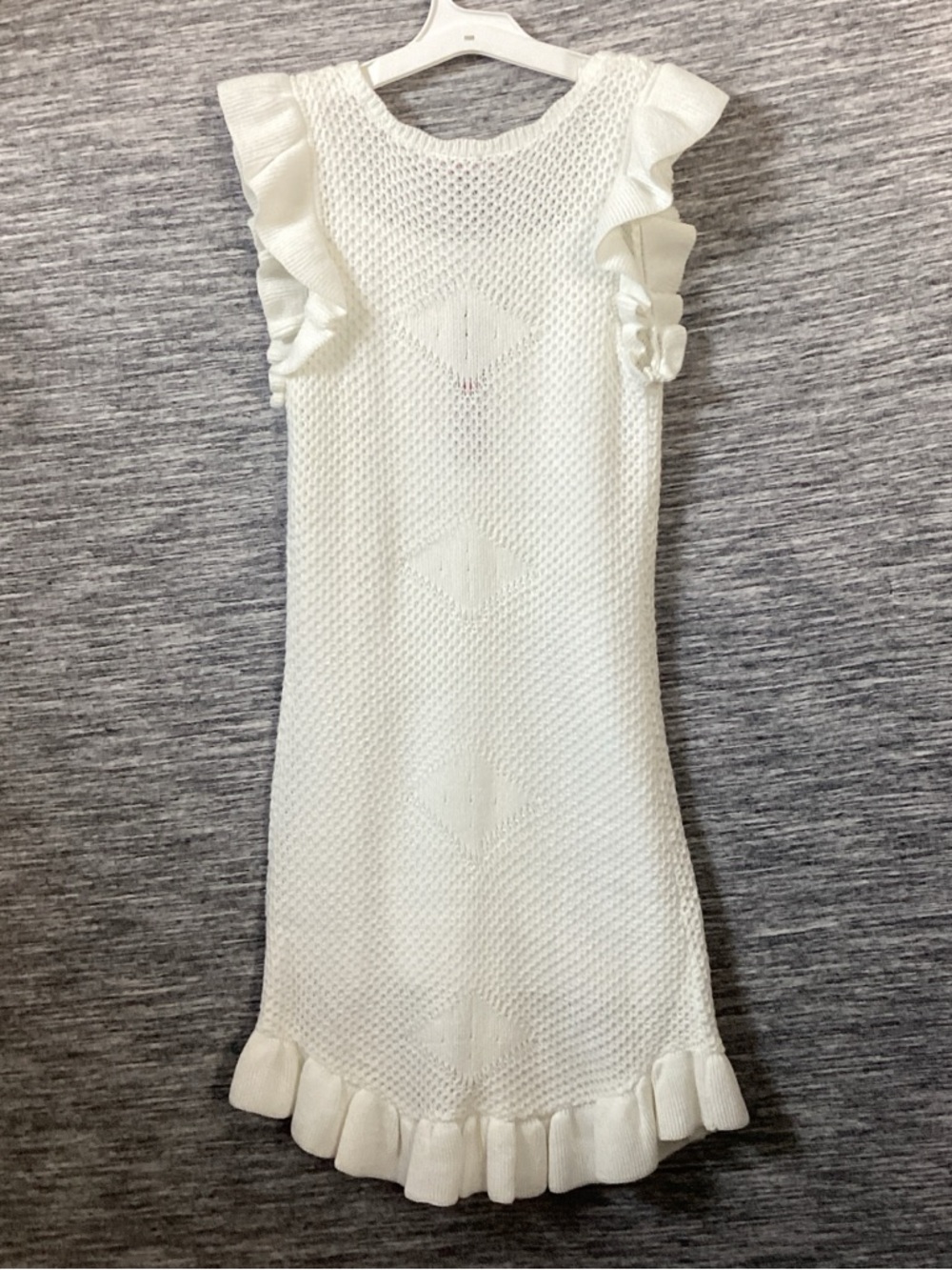 Runway Cream Knit Ruffle-Trim Mini Dress - Picture 4 of 4